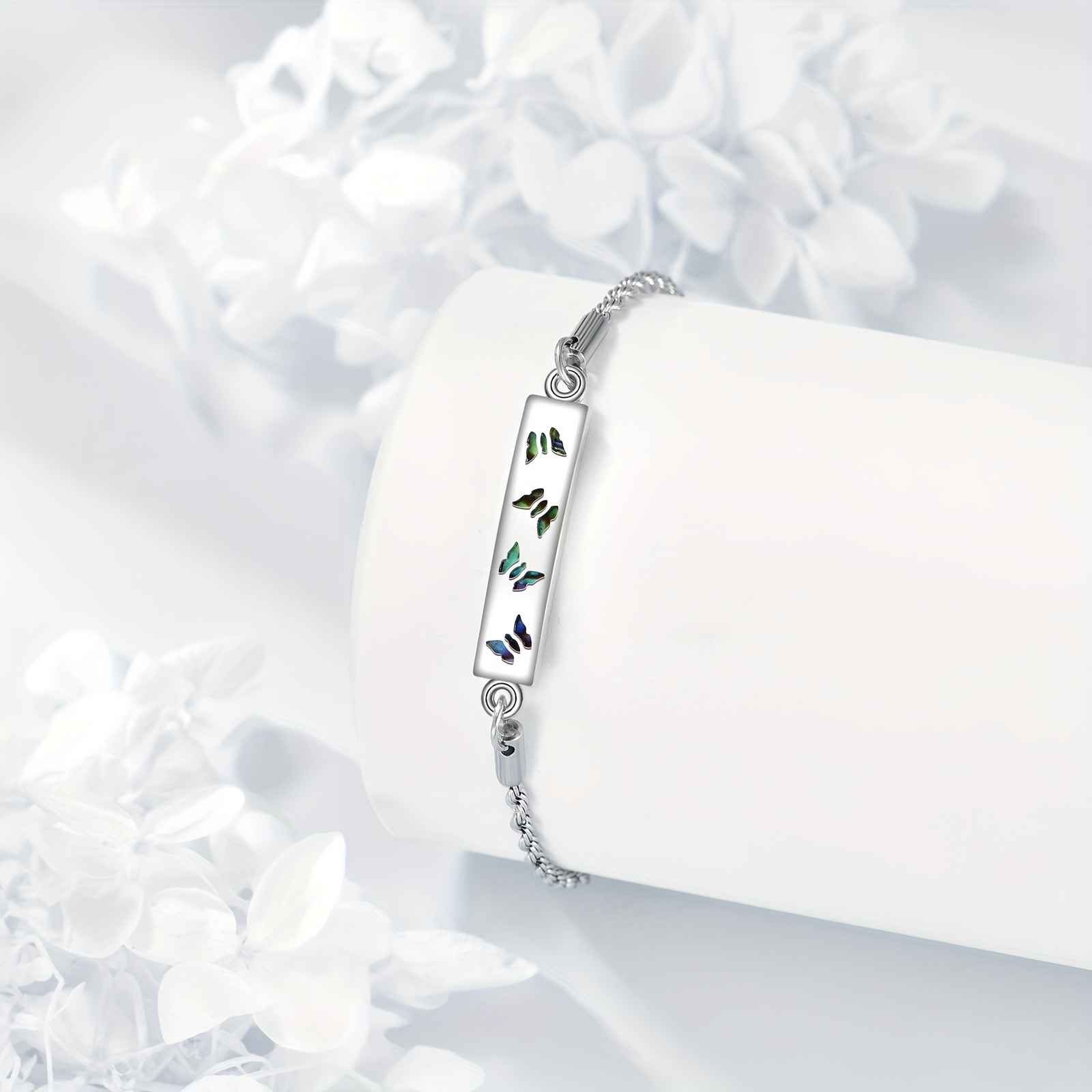 Sterling Silver Abalone Shell Butterfly Bracelet Gift
